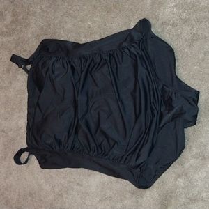 L.L. BEAN black ruched one piece swim suit size 20W
